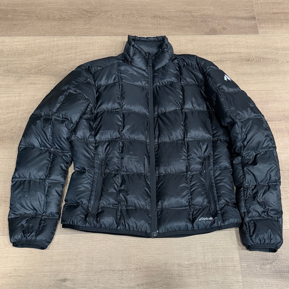 Eddie Bauer Ascent Goose‎ Down Women’s Large Black Puffer Jacket Packable